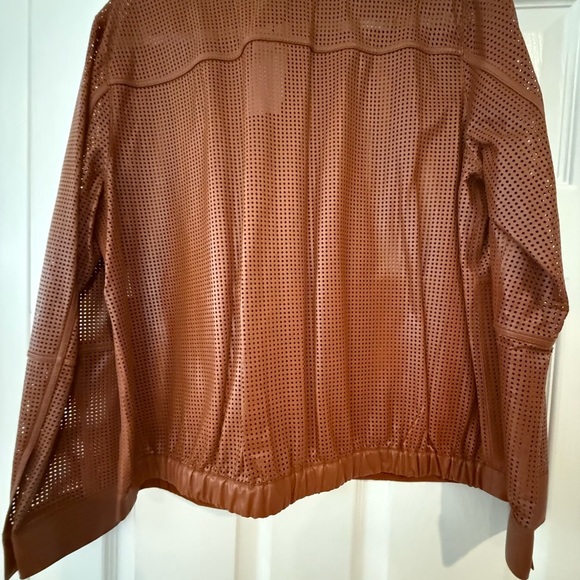 Lafayette 148 New York Brown Leather Jacket Relaxed Fit - Picture 3 of 7